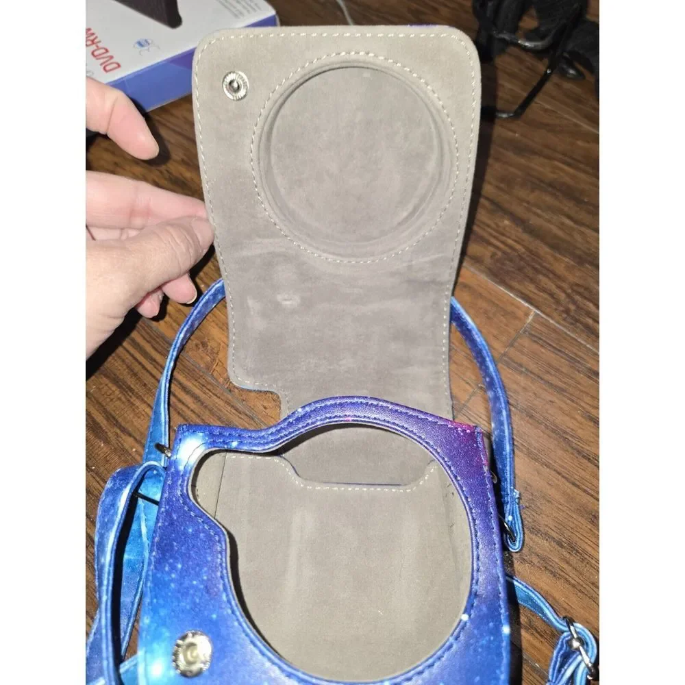 Galaxy Camera Case Crossbody Bag Purse Adjustable Strap Blue Purple